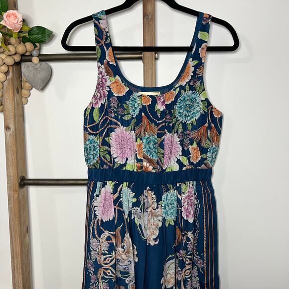 Moulinette Soeurs Mable Blue‎ Floral Silk Dress Size Small - Picture 3 of 8